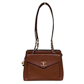 Chanel-Chanel Caviar Skin Chain Shoulder Bag-Brown