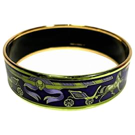 Hermès-Hermes Enamel GM Bangle-Black,Golden