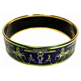 Hermès-Bracelet GM en émail Hermès-Noir,Doré