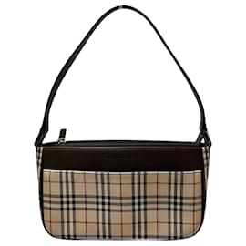 Burberry-Burberry Nova Check Canvas and Leather Shoulder Bag-Brown