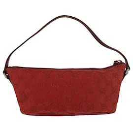 Gucci-Gucci Red GG Canvas Leather Handbag Pouch-Red