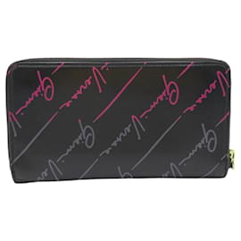 Versace-Versace Black and Pink Leather Long Wallet-Black,Pink