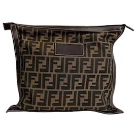 Fendi-Fendi Zucca Pattern Brown Clutch Bag-Brown
