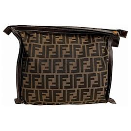 Fendi-Fendi Zucca Pattern Brown Clutch Bag-Brown