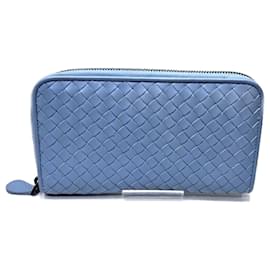 Bottega Veneta-Bottega Veneta Intrecciato Round Long Wallet-Light blue