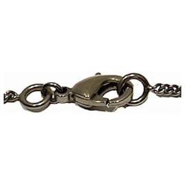 Chanel-CHANEL Rhinestone Coco Mark Accessory Necklace-Silvery