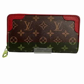 Louis Vuitton-Louis Vuitton Monogram Zippy Wallet Retiro M61854-Brown,Red