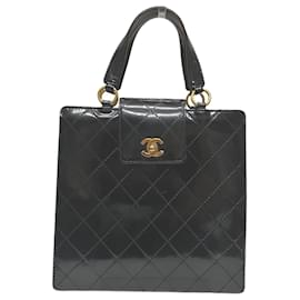 Chanel-Chanel Matelasse Coco Mark Patent Leather Handbag-Black