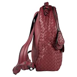 Bottega Veneta-Bottega Veneta Intrecciato Leather Backpack-Red