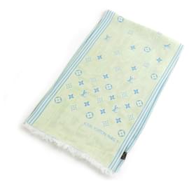 Louis Vuitton-Louis Vuitton Monogram Silk Scarf-Blue,Yellow