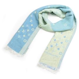 Louis Vuitton-Louis Vuitton Monogram Silk Scarf-Blue,Yellow