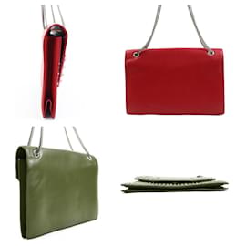 Saint Laurent-Saint Laurent Red Leather Shoulder Bag-Red