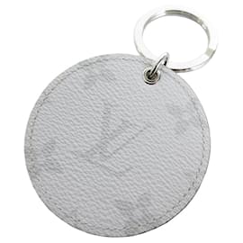 Louis Vuitton-Louis Vuitton Monogram Portocle Round Key Ring-Silvery,Grey
