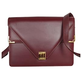 Cartier-Cartier Burgundy Leather Shoulder Bag-Dark red