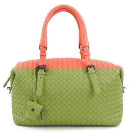 Bottega Veneta-Bottega Veneta Intrecciato Leather Handbag-Pink,Orange