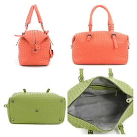 Bottega Veneta-Bottega Veneta Intrecciato Leather Handbag-Pink,Orange