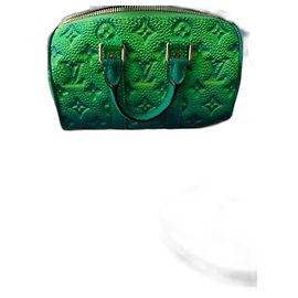 Louis Vuitton Keepall XS Straußenleder Grün Dunkelblau Grün Dunkelblau