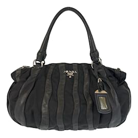 Prada-Prada Crimson Black Silver Hardware Shoulder Bag-Black