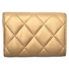 Chanel-Chanel Matelasse Gold Leather Tri-fold Wallet-Golden