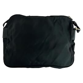 Prada-Prada Tessuto Triangle Logo Plate Shoulder Bag-Black