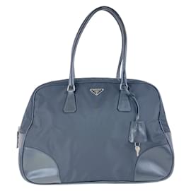 Prada-Prada Tessuto Triangle Logo Plate Shoulder Bag-Black