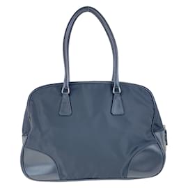 Prada-Prada Tessuto Triangle Logo Plate Shoulder Bag-Black