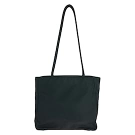 Prada-Prada Tessuto Triangle Logo Plate Tote Bag-Black