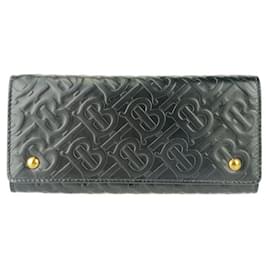 Burberry-Burberry Black Embossed Leather Bi-Fold Wallet-Black
