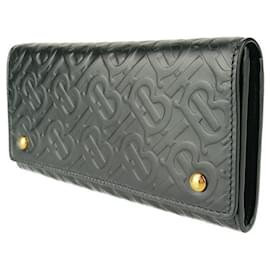 Burberry-Burberry Black Embossed Leather Bi-Fold Wallet-Black