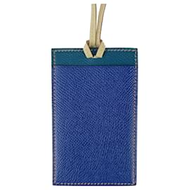 Hermès-Étui de passe de voyage Hermes en cuir Epsom bleu-Bleu