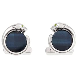 Cartier-Abotoaduras Cartier Panthère em laca Hawkeye e prata-Outro