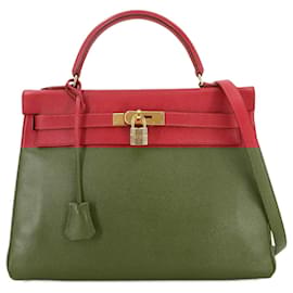 Hermès-Hermes Kelly 32 Handbag in Rouge Vif-Red