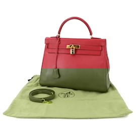 Hermès-Hermes Kelly 32 Handbag in Rouge Vif-Red