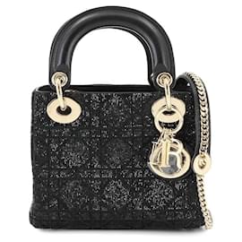 Christian Dior-Christian Dior Lady Mini 2way Hand Shoulder Bag-Black