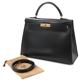 Hermès-Sac à main Hermes Kelly 32-Noir
