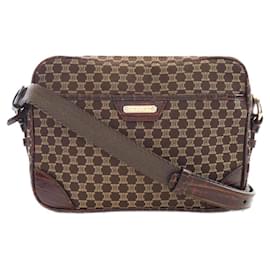Céline-Celine Brown Canvas and Leather Shoulder Bag-Brown