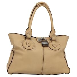 Chloé-Chloe Paddington Tote Bag Leather Beige Auth 116395-Beige