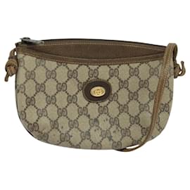 Gucci-GUCCI GG Supreme Shoulder Bag PVC Leather Beige Gold 73 001 4642 Auth bs24520-Beige,Golden