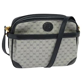 Gucci-GUCCI Micro GG Supreme Shoulder Bag PVC Navy Gold 007 084 0092 Auth BA1057-Golden,Navy blue