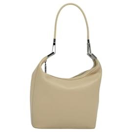 Gucci-GUCCI Shoulder Bag Leather Beige Silver 001 3814 Auth bs24857-Silvery,Beige