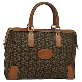 Céline-CELINE C Sulky Boston Bag Canvas Brown Gold Auth bs24812-Brown,Golden