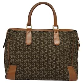 Céline-CELINE C Sulky Boston Bag Canvas Brown Gold Auth bs24812-Brown,Golden