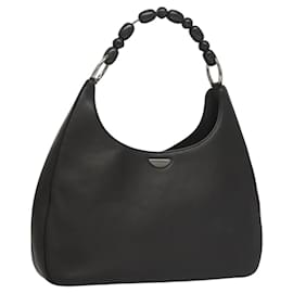 Christian Dior-Christian Dior Maris Pearl Shoulder Bag Leather Black Silver Auth ep8734-Black,Silvery