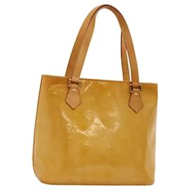Louis Vuitton-LOUIS VUITTON Monogram Vernis Houston Hand Bag Beige M91004 LV Auth 116324-Beige