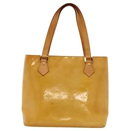 Louis Vuitton-LOUIS VUITTON Monogram Vernis Houston Hand Bag Beige M91004 LV Auth 116324-Beige