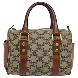 Céline-CELINE Macadam Canvas Hand Bag Beige Gold Auth 120374-Beige,Golden