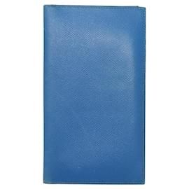 Hermès-HERMES Portefeuille Long en Cuir Bleu Auth bs24611-Bleu