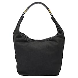 Gucci-GUCCI Web Sherry Line Shoulder Bag Denim Black Red Green 73884 Auth am8160-Black,Red,Green