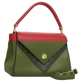 Louis Vuitton-LOUIS VUITTON Monogram Doble V Hand Bag Leather Red M54624 LV Auth 119441-Red,Monogram