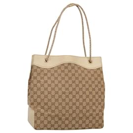 Gucci-GUCCI GG Canvas Tote Bag Beige 109141 Auth 116271-Beige